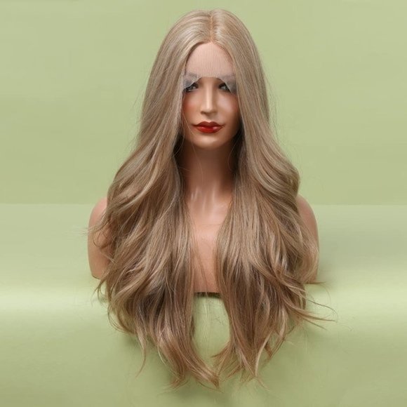 Ash Gray Blonde Wavy Middle Part Lace Wigs - Picture 3 of 7